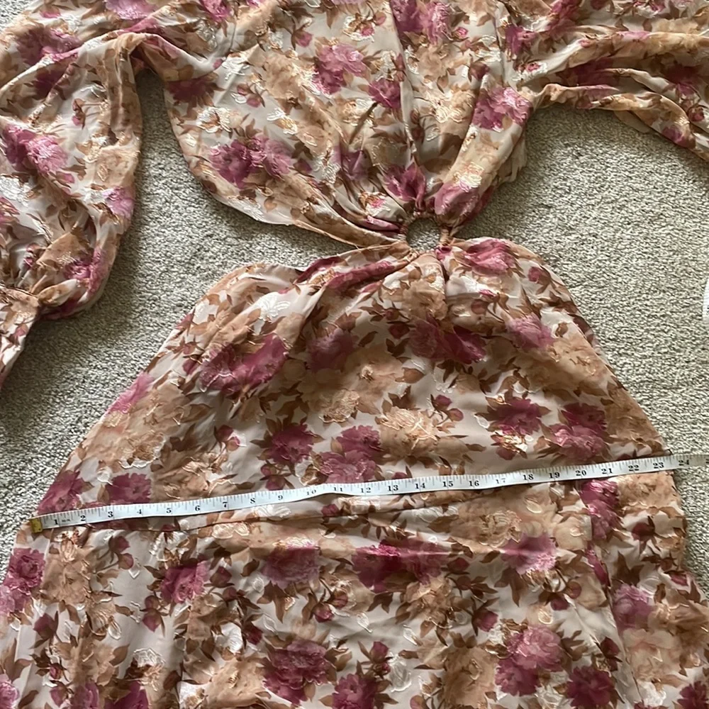 En Saison Lissandra Pink Multi Floral Cut-Out Detail Midi Dress, sz S - Picture 14 of 16